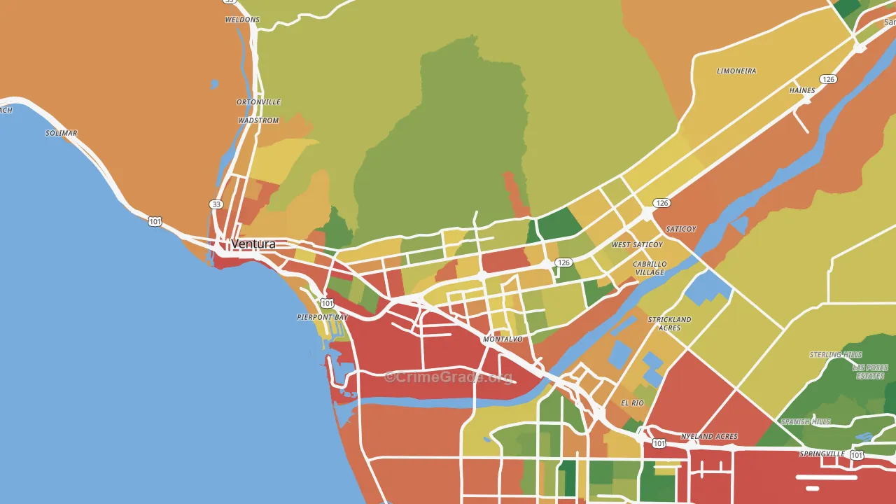 Ventura, CA Map of Theft Rates