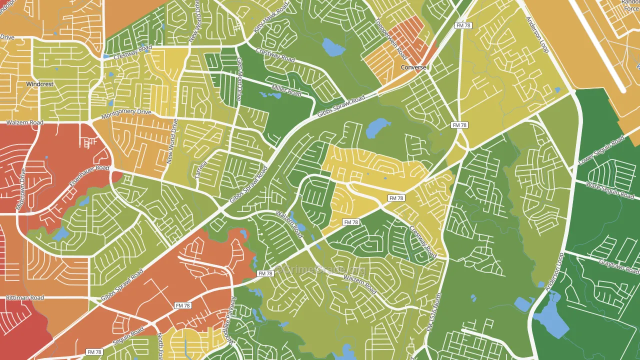 Ventura, San Antonio, TX Map of Theft Rates
