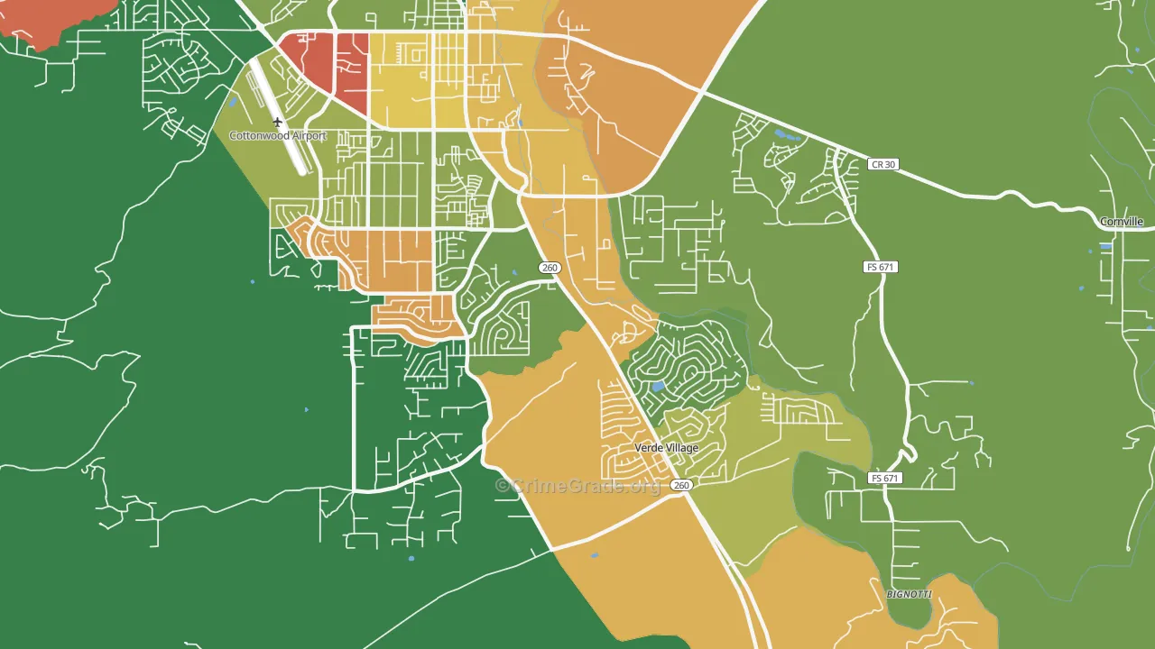 Verde Village, AZ Map of Theft Rates