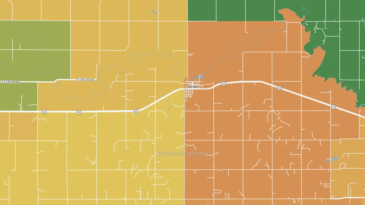 Verden, OK Map of Theft Rates