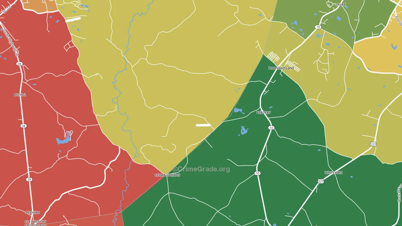 Verdery, SC Map of Theft Rates
