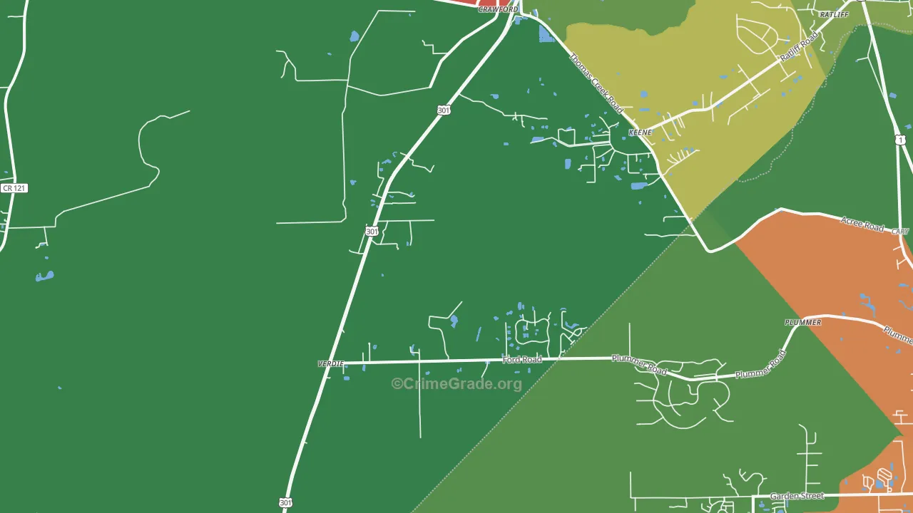 Verdie, FL Map of Theft Rates