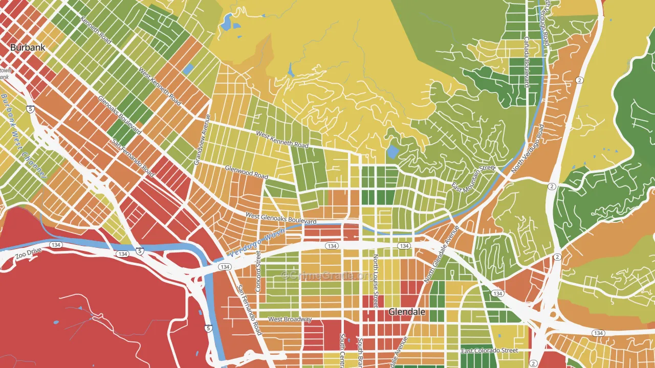 Verdugo Viejo, Glendale, CA Map of Theft Rates