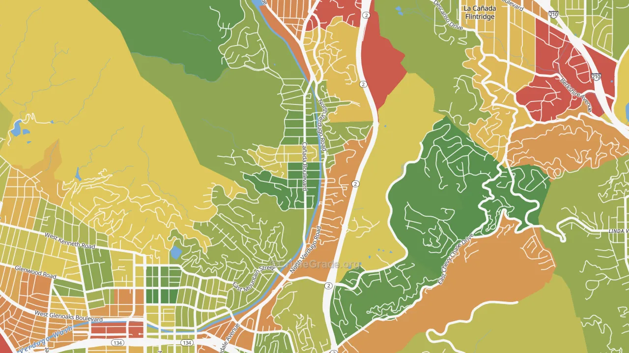 Verdugo Woodlands, Glendale, CA Map of Theft Rates