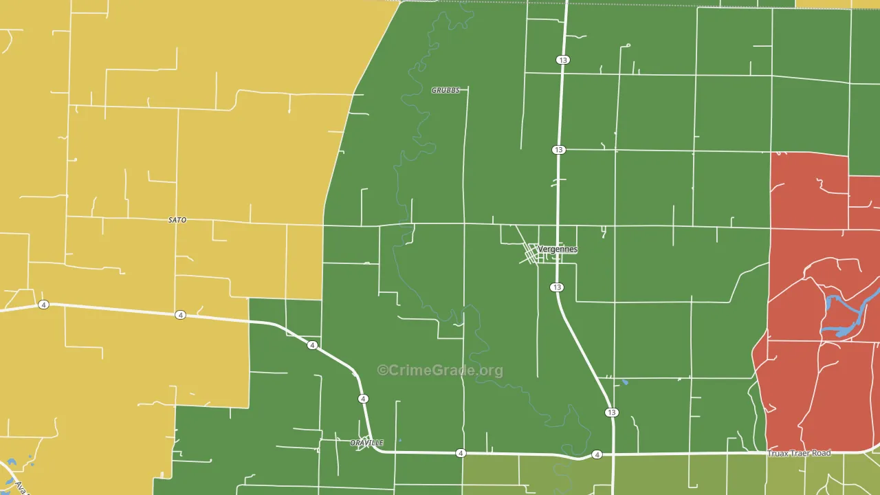 Vergennes, IL Map of Theft Rates