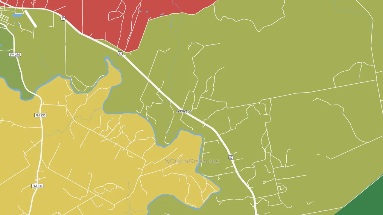 Verhelle, TX Map of Theft Rates