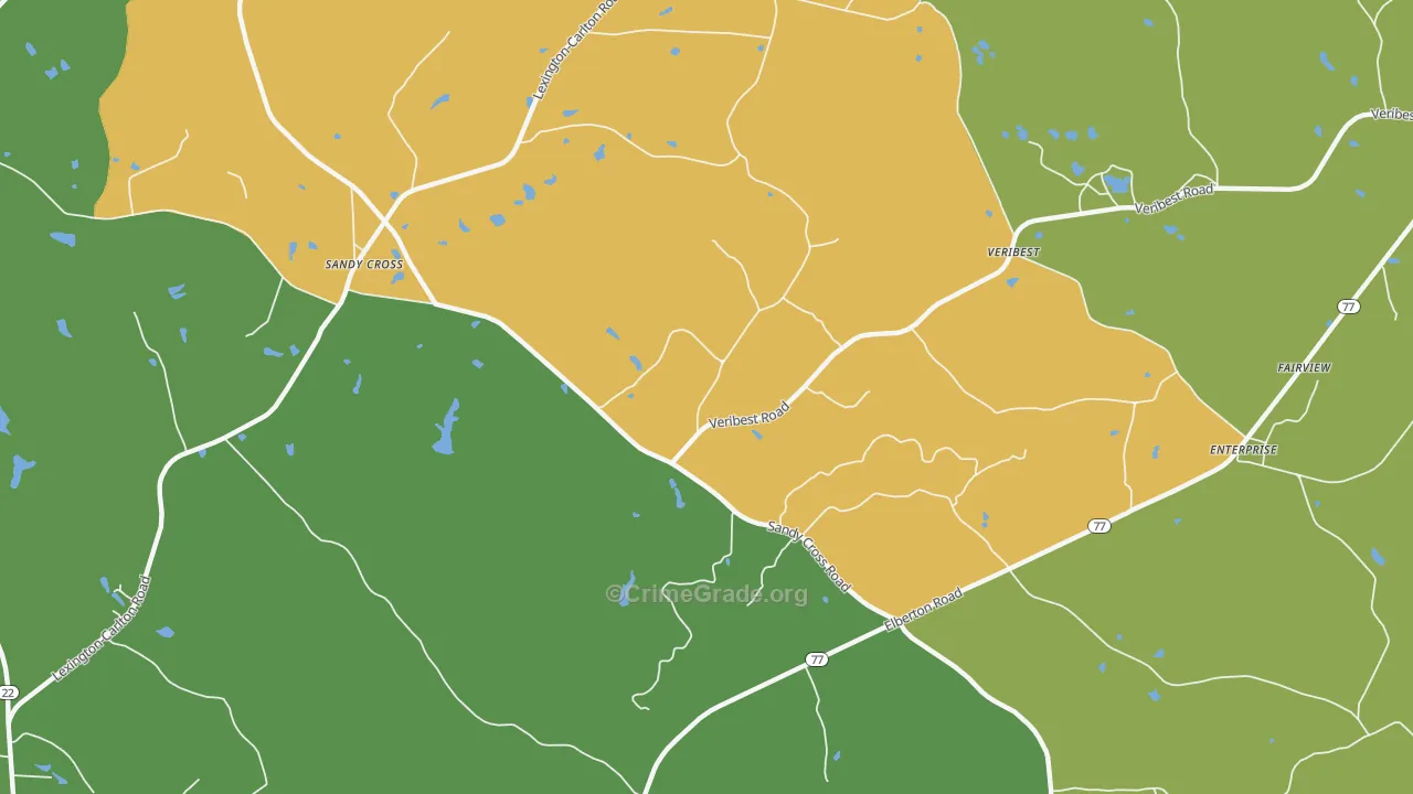 Veribest, GA Map of Theft Rates