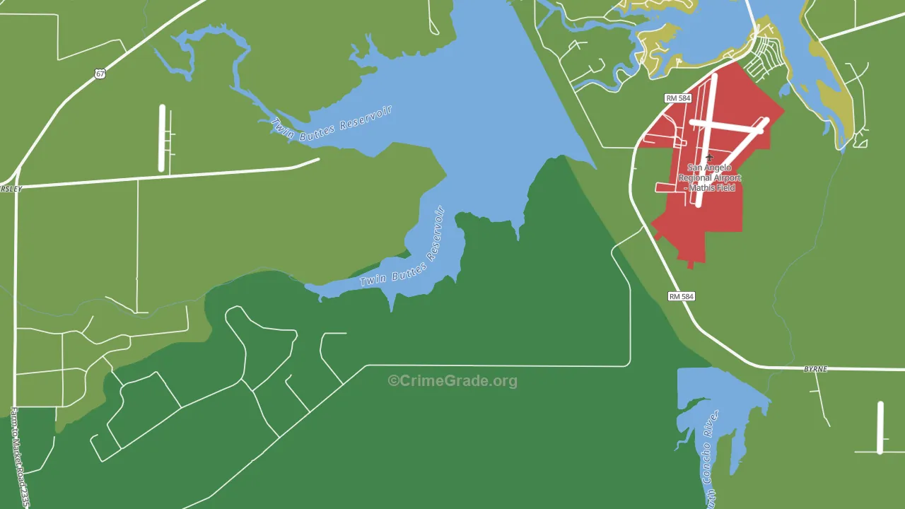 Veribest, TX Map of Theft Rates