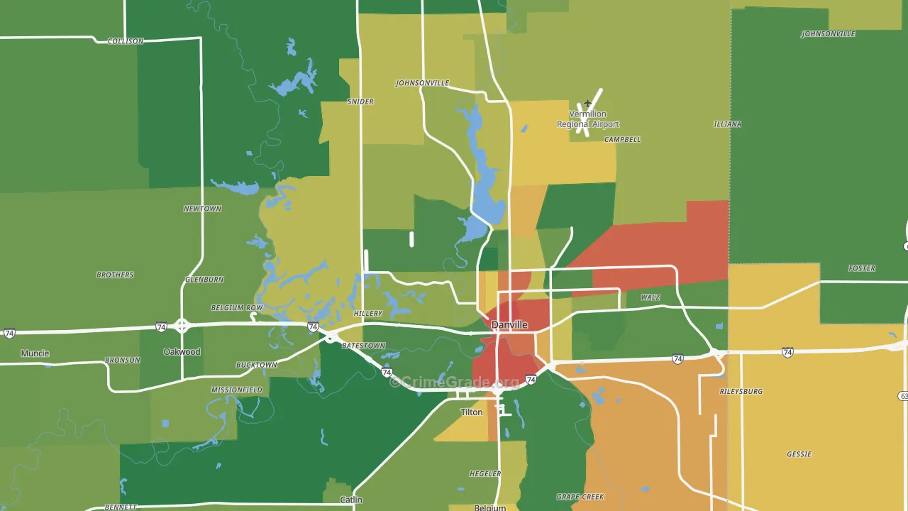 Vermilion County, IL Map of Theft Rates