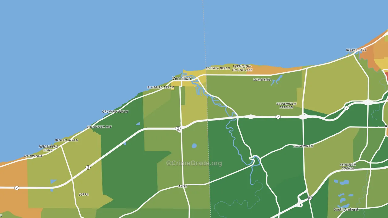 Vermilion, OH Map of Theft Rates