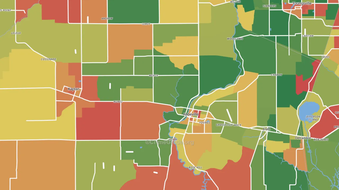 Vermilion Parish, LA Map of Theft Rates