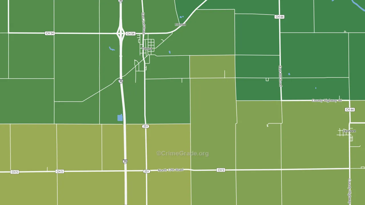 Vermilionville, IL Map of Theft Rates