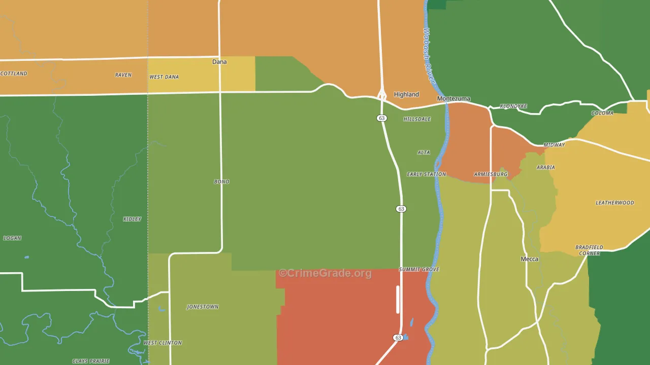 Vermillion County, IN Map of Theft Rates