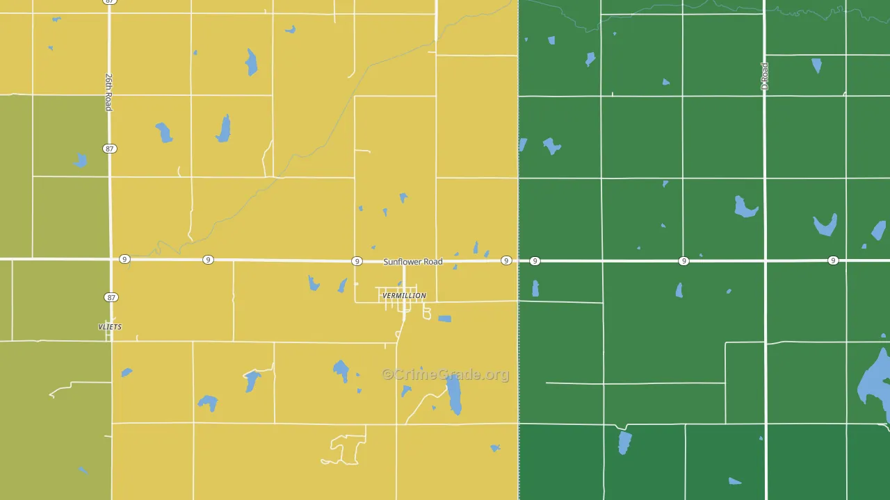 Vermillion, KS Map of Theft Rates