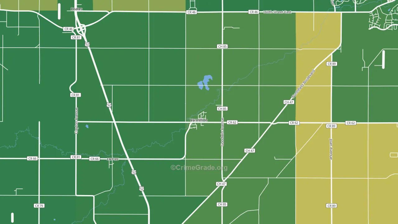 Vermillion, MN Map of Theft Rates