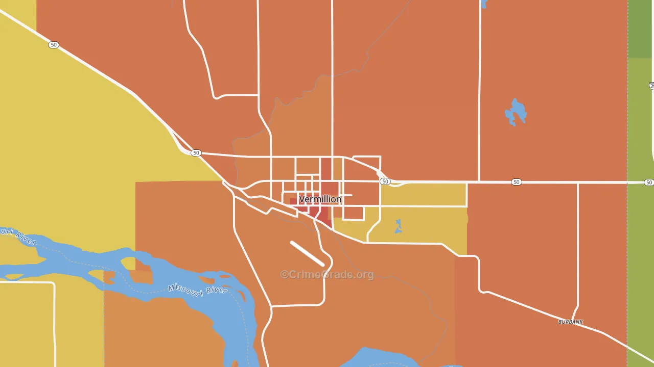 Vermillion, SD Map of Theft Rates
