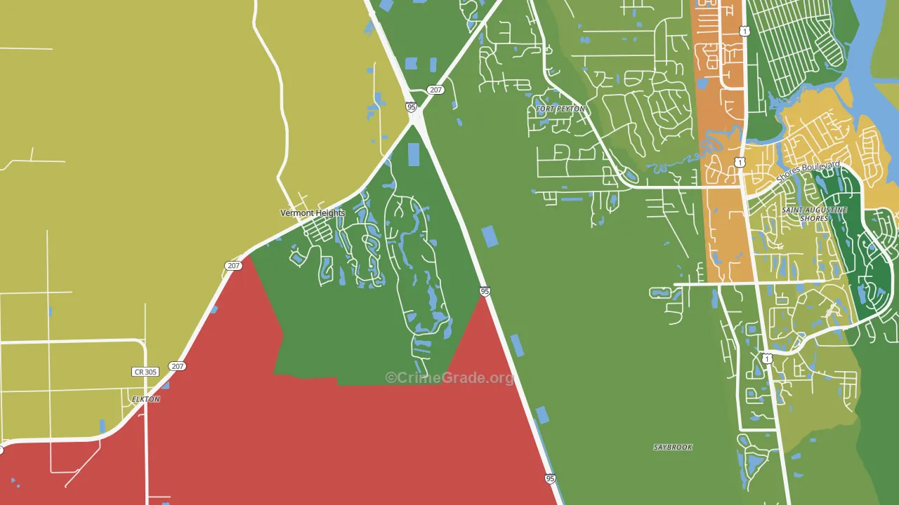 Vermont Heights, FL Map of Theft Rates