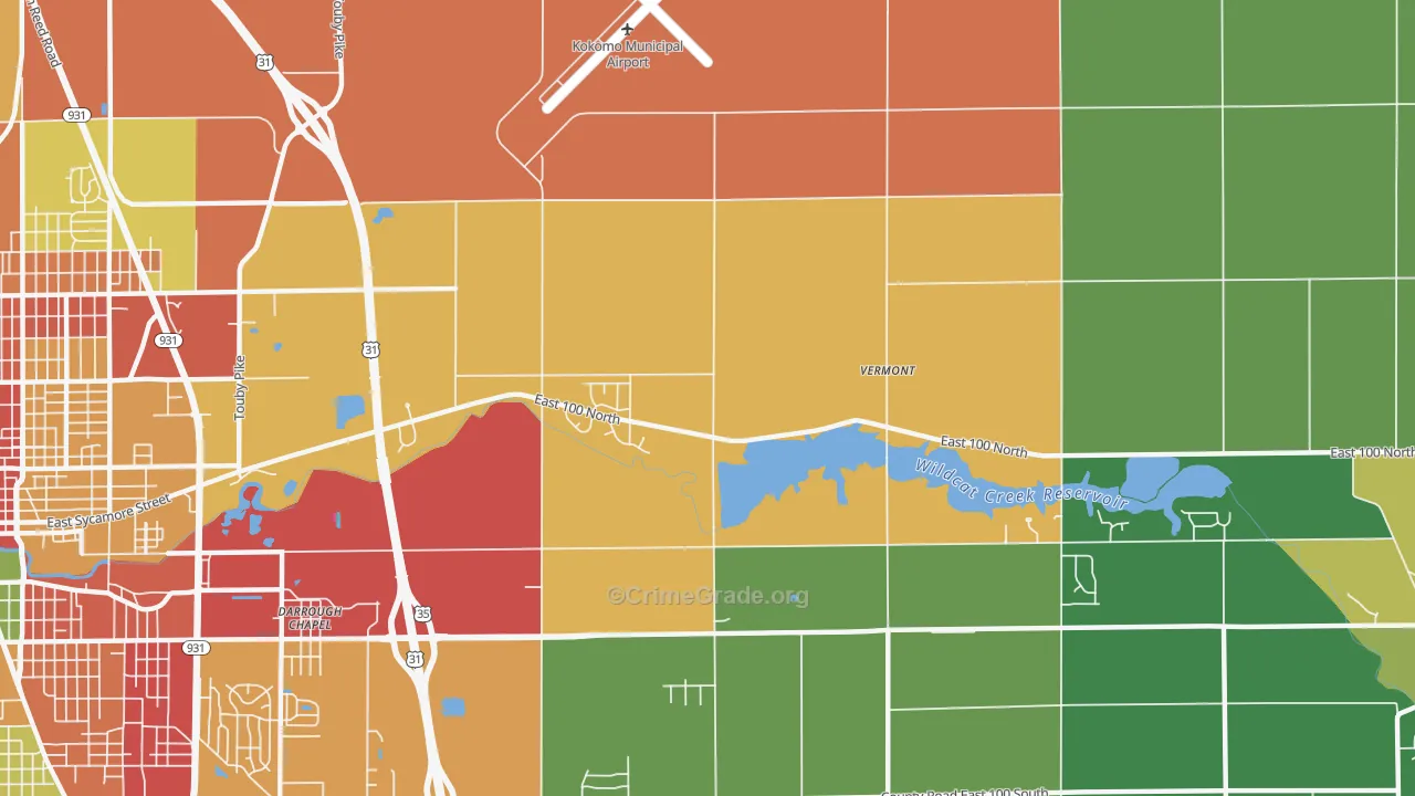 Vermont, IN Map of Theft Rates