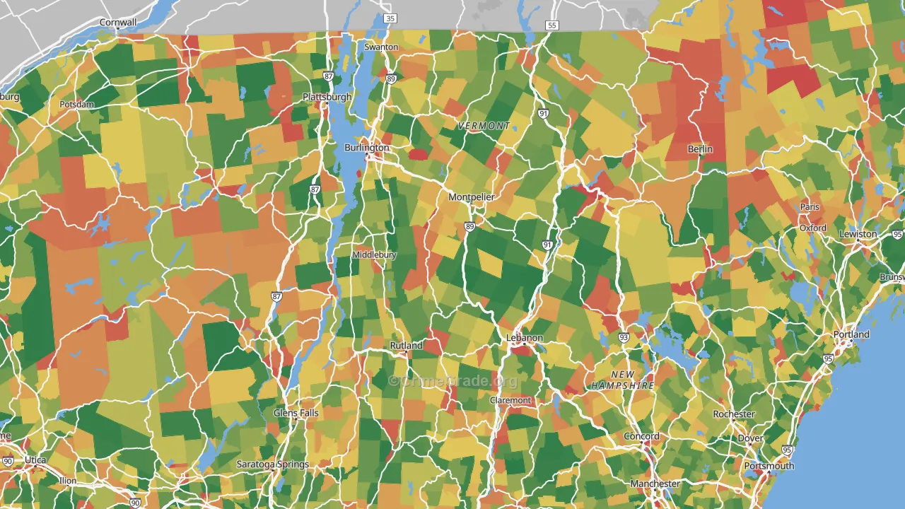 Vermont Map of Theft Rates