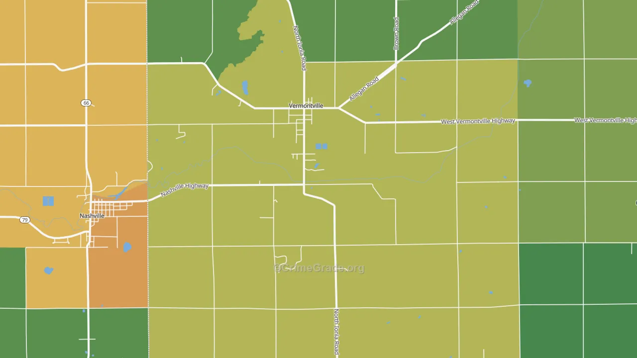 Vermontville, MI Map of Theft Rates