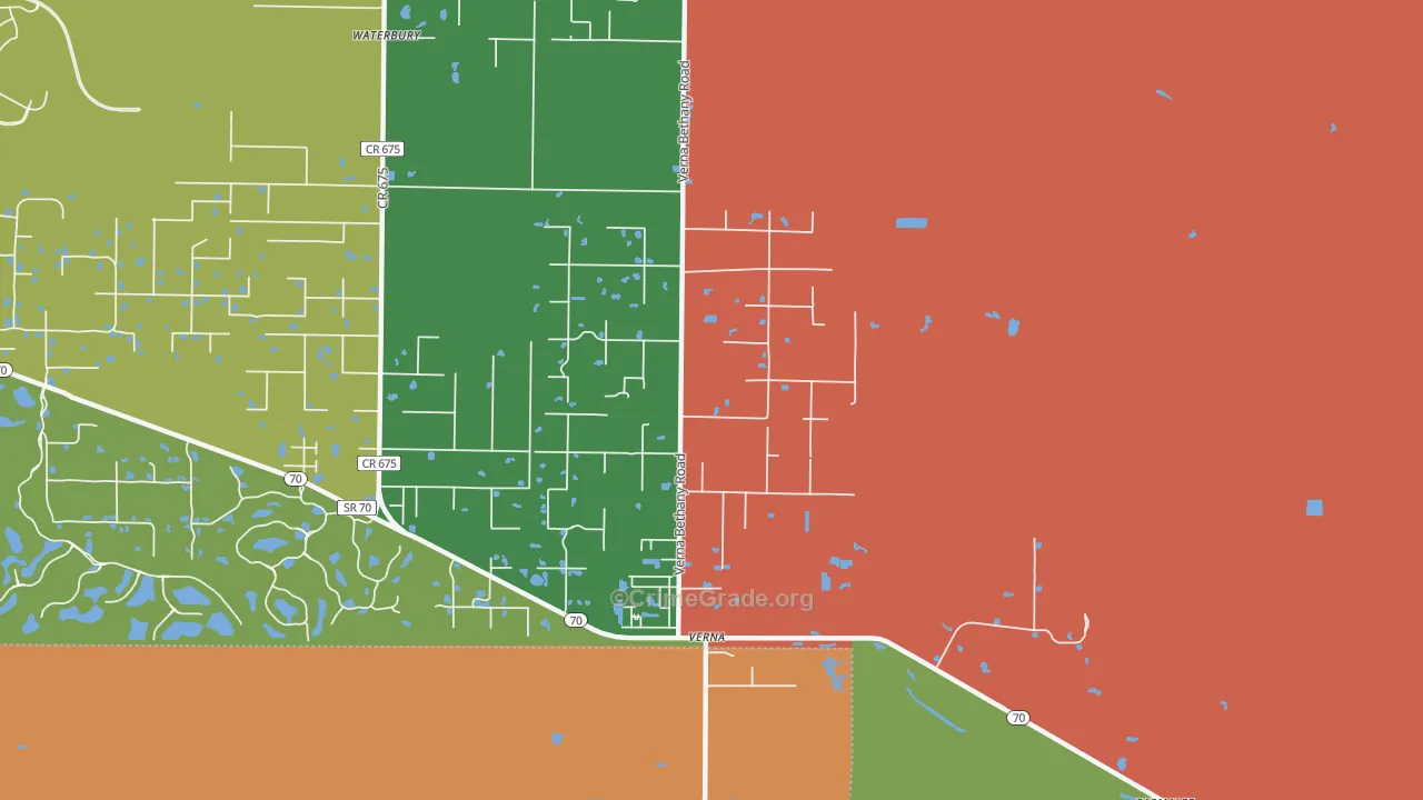 Verna, FL Map of Theft Rates