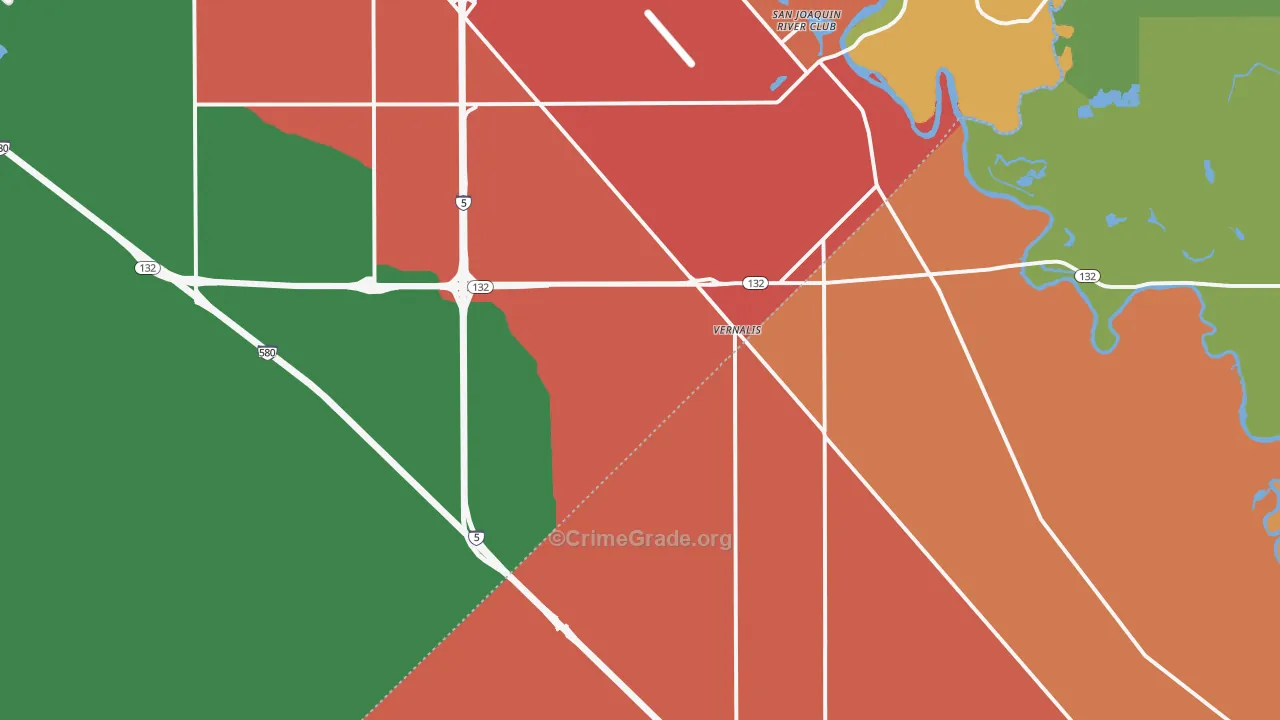 Vernalis, CA Map of Theft Rates
