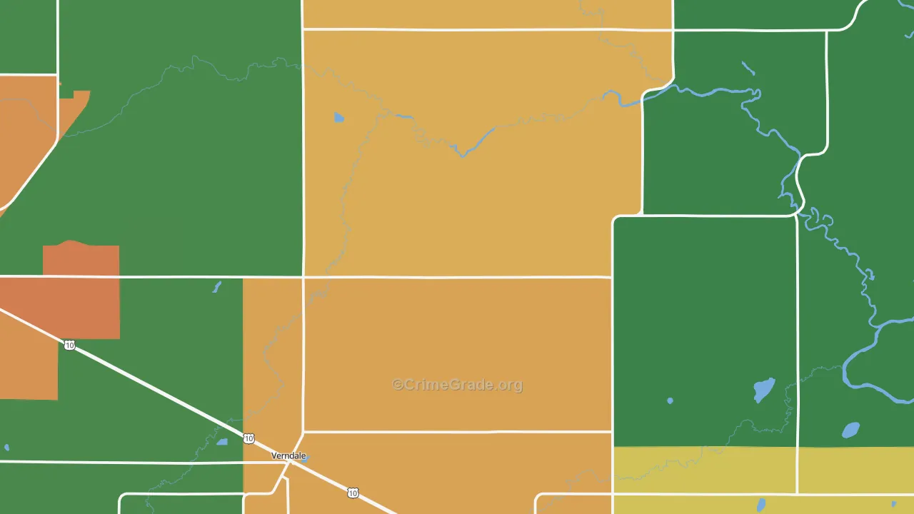 Verndale, MN Map of Theft Rates