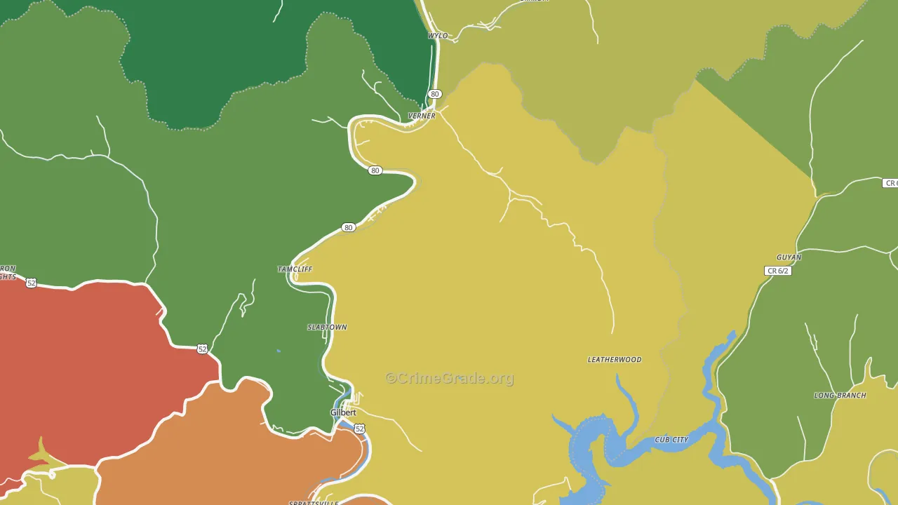 Verner, WV Map of Theft Rates