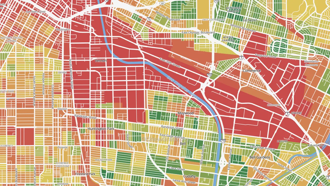 Vernon, CA Map of Theft Rates