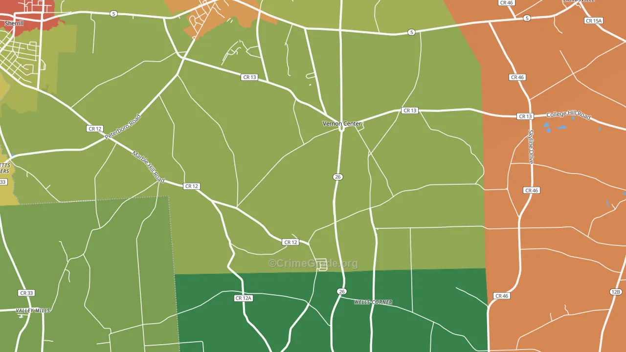 Vernon Center, NY Map of Theft Rates