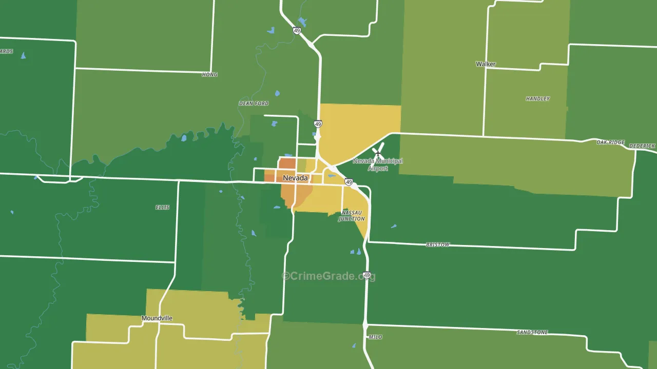 Vernon County, MO Map of Theft Rates