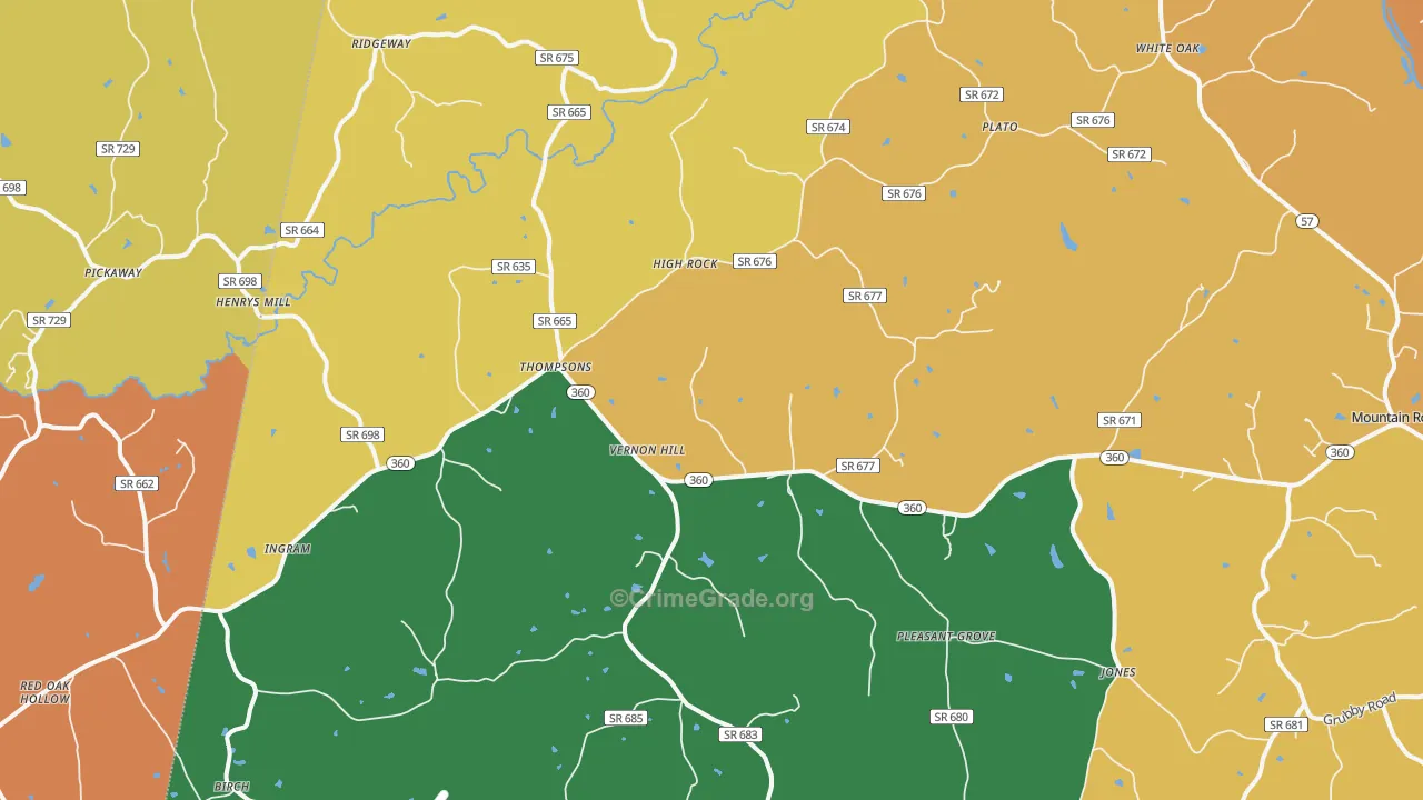Vernon Hill, VA Map of Theft Rates