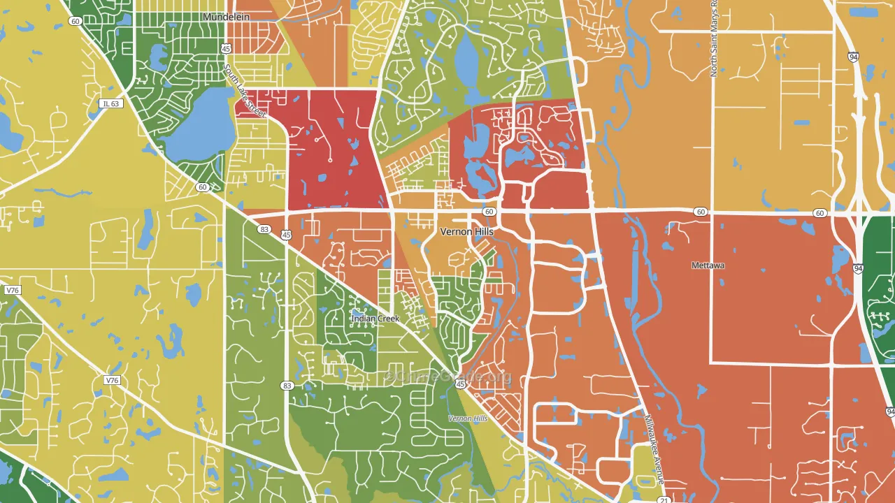 Vernon Hills, IL Map of Theft Rates