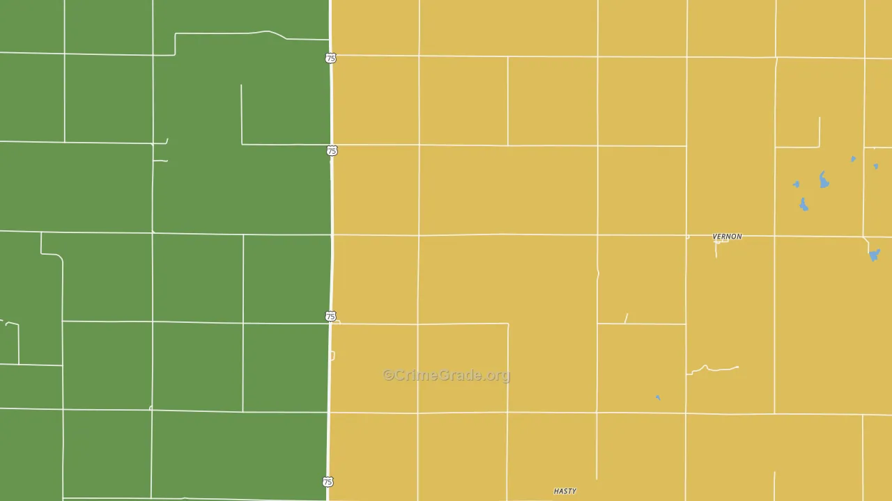 Vernon, KS Map of Theft Rates