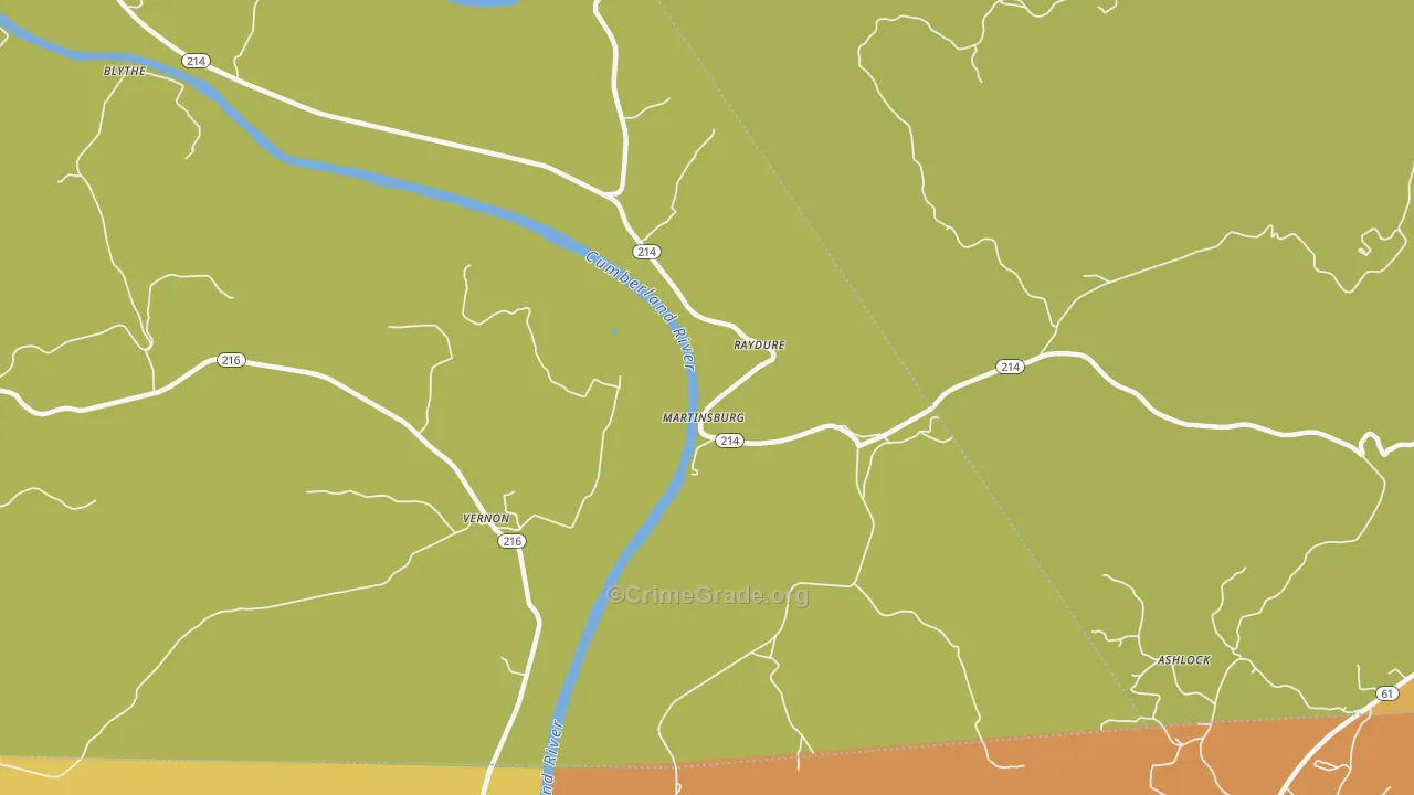 Vernon, KY Map of Theft Rates