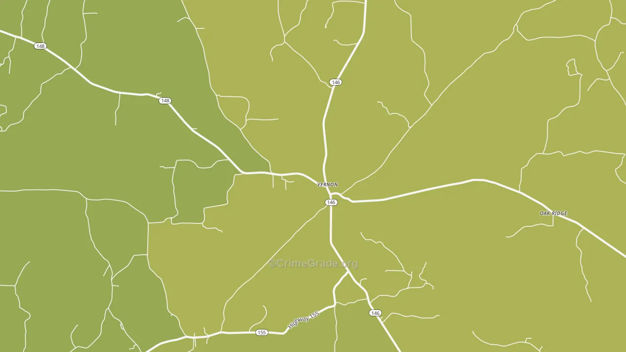 Vernon, LA Map of Theft Rates