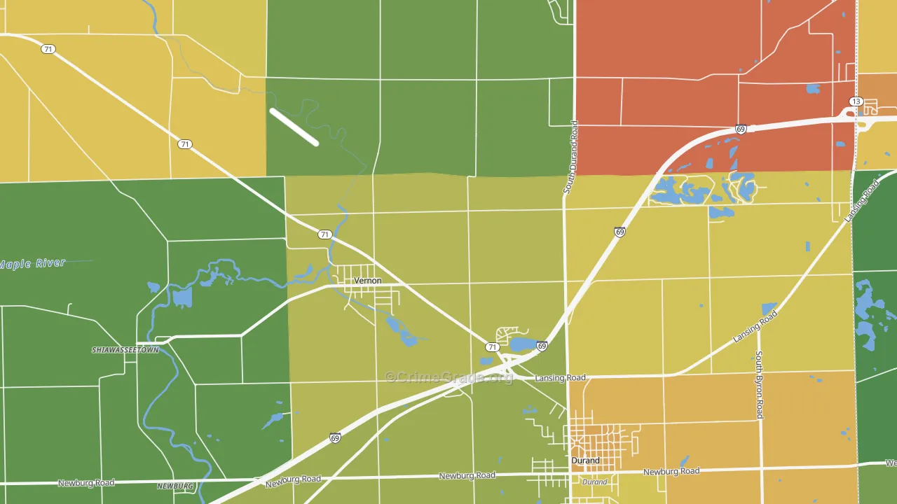 Vernon, MI Map of Theft Rates