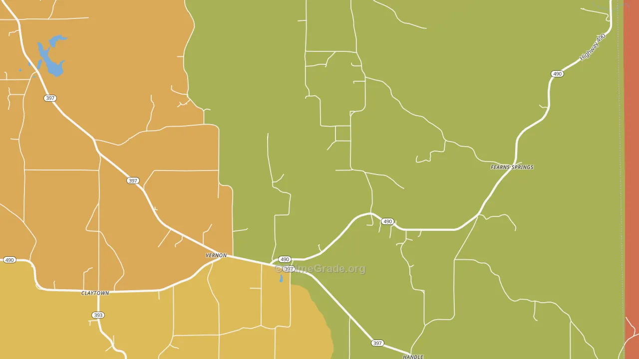 Vernon, MS Map of Theft Rates