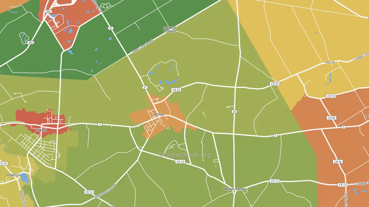 Vernon, NY Map of Theft Rates