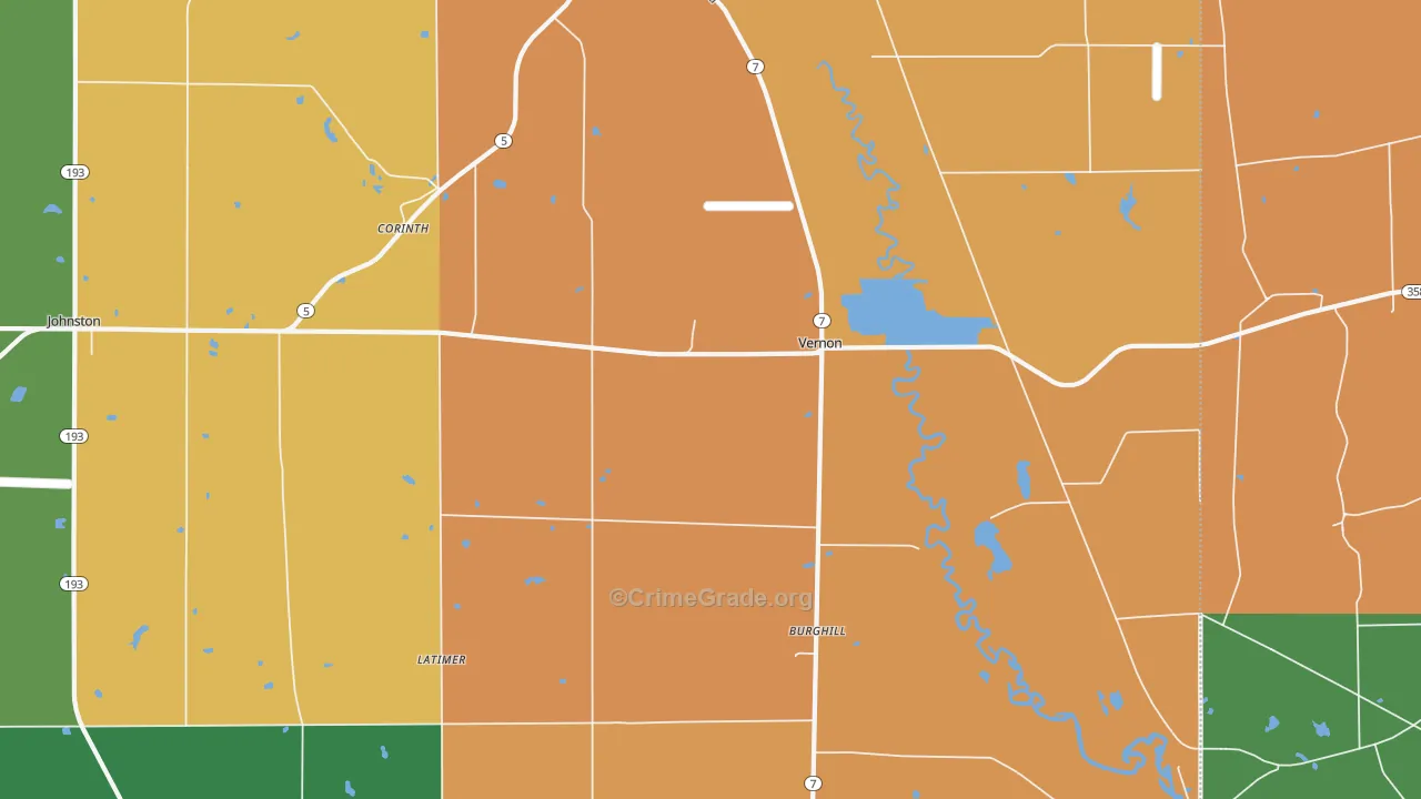 Vernon, OH Map of Theft Rates