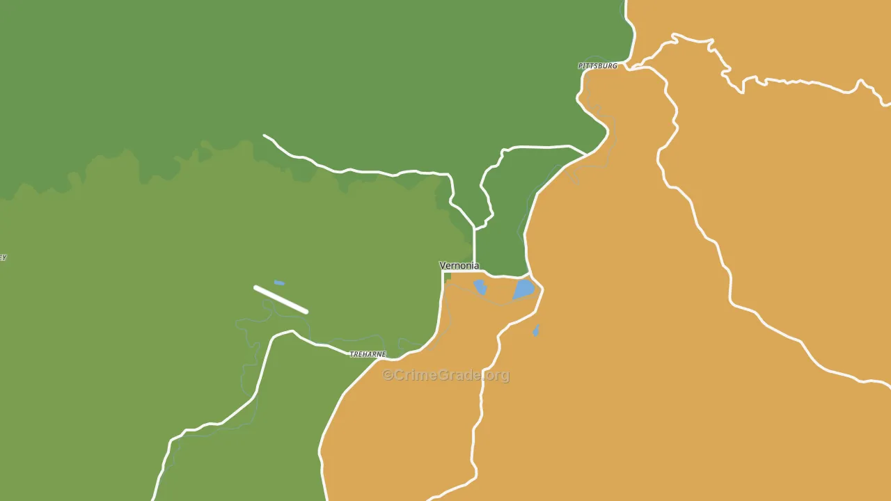 Vernonia, OR Map of Theft Rates