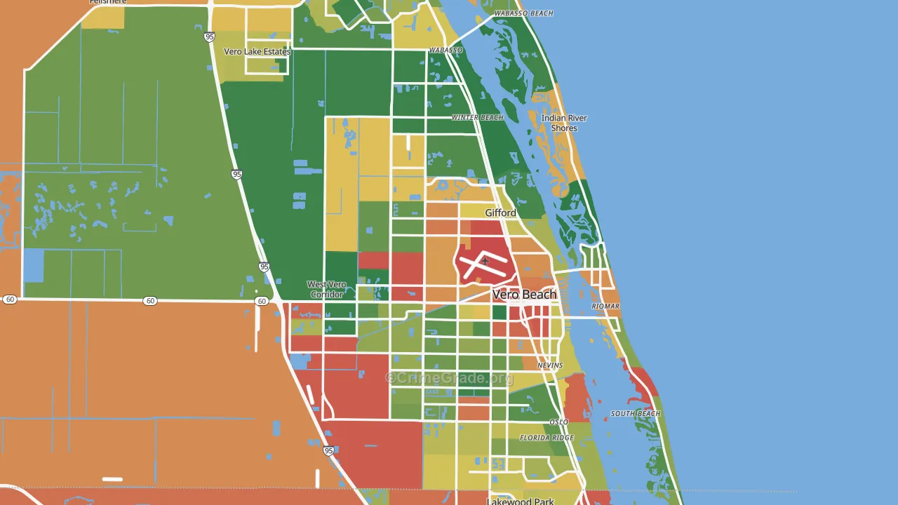 Vero Beach, FL Map of Theft Rates