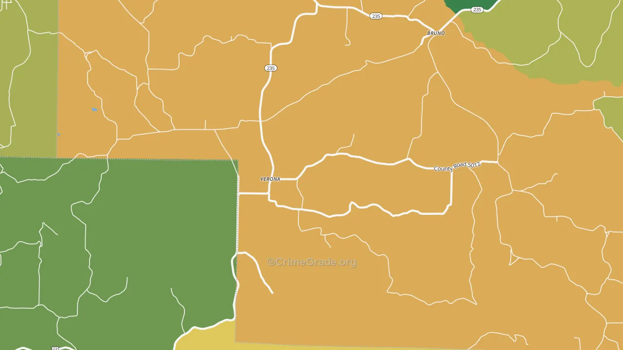 Verona, AR Map of Theft Rates