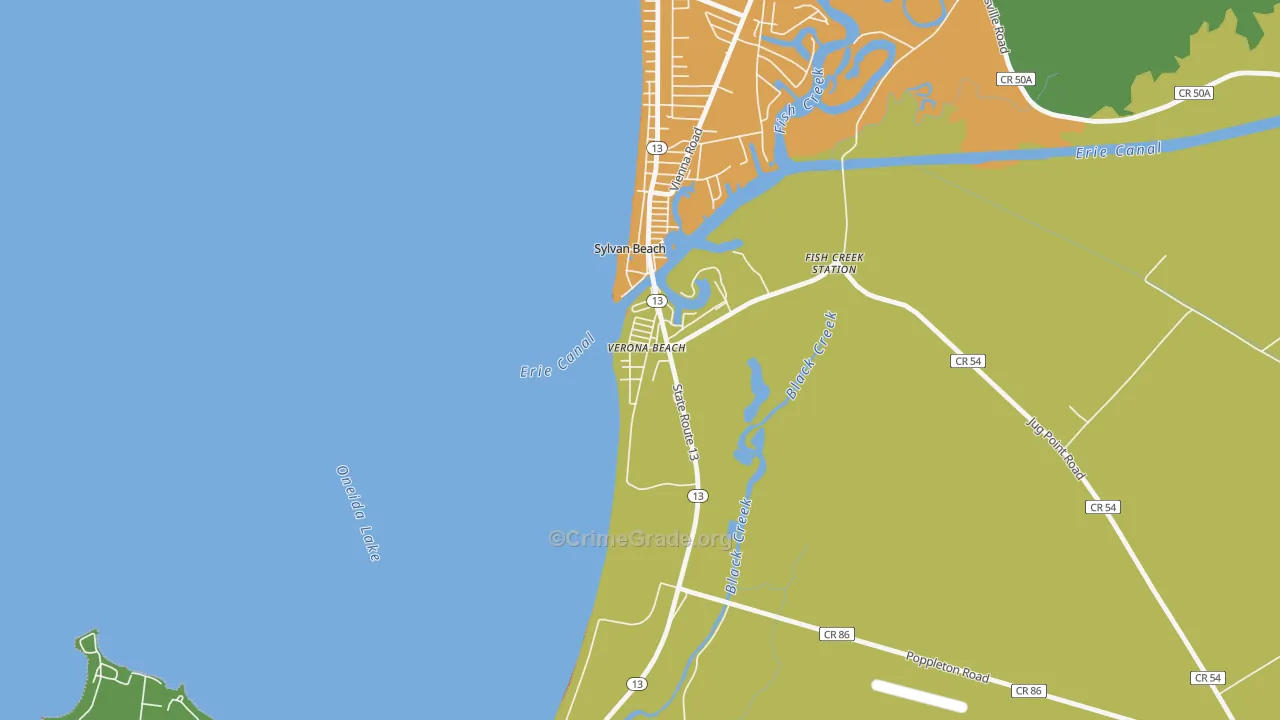 Verona Beach, NY Map of Theft Rates