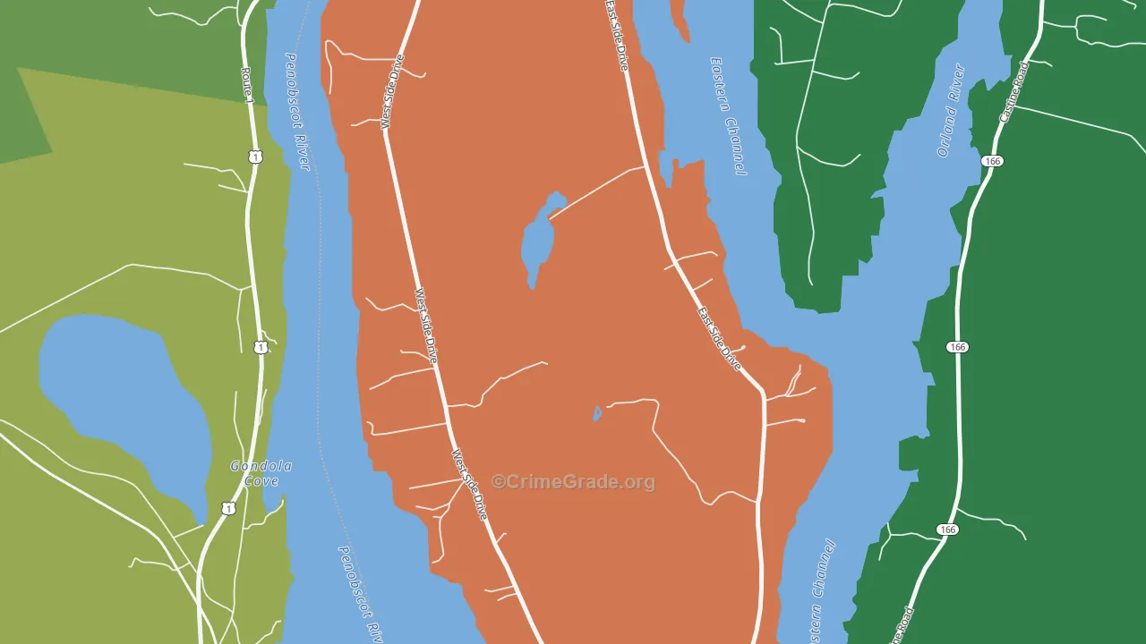 Verona Island, ME Map of Theft Rates