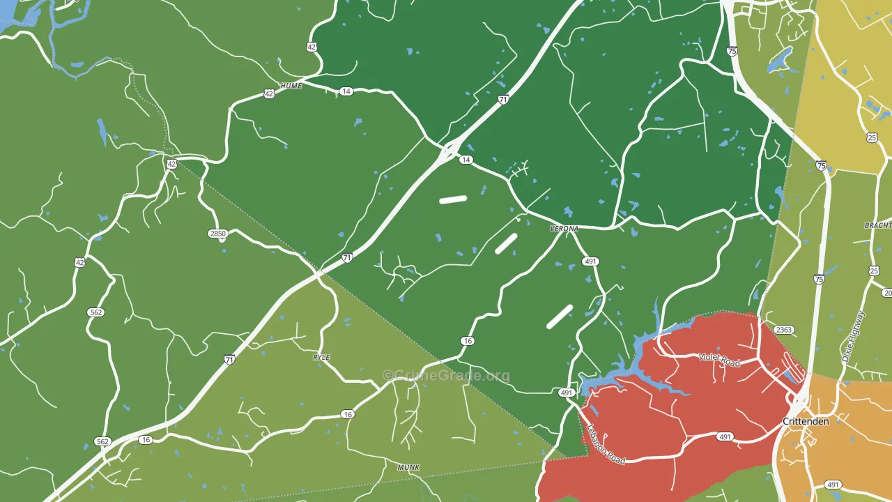 Verona, KY Map of Theft Rates
