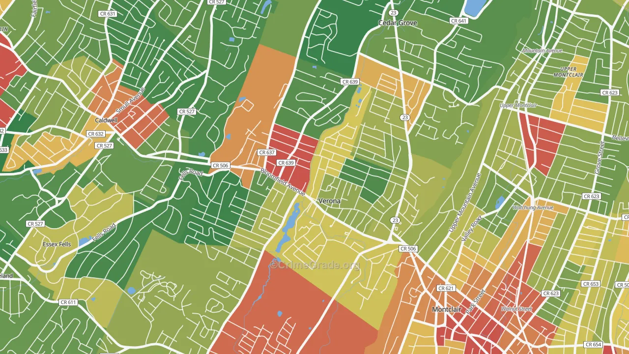 Verona, NJ Map of Theft Rates