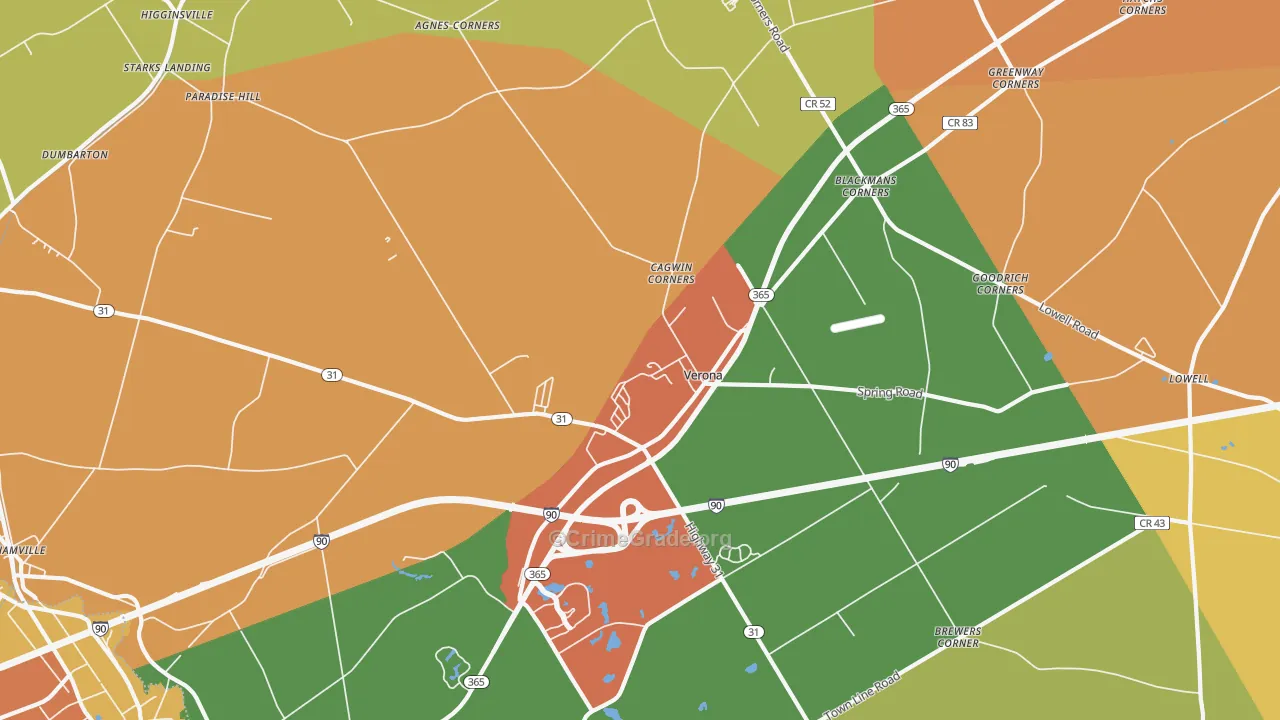Verona, NY Map of Theft Rates