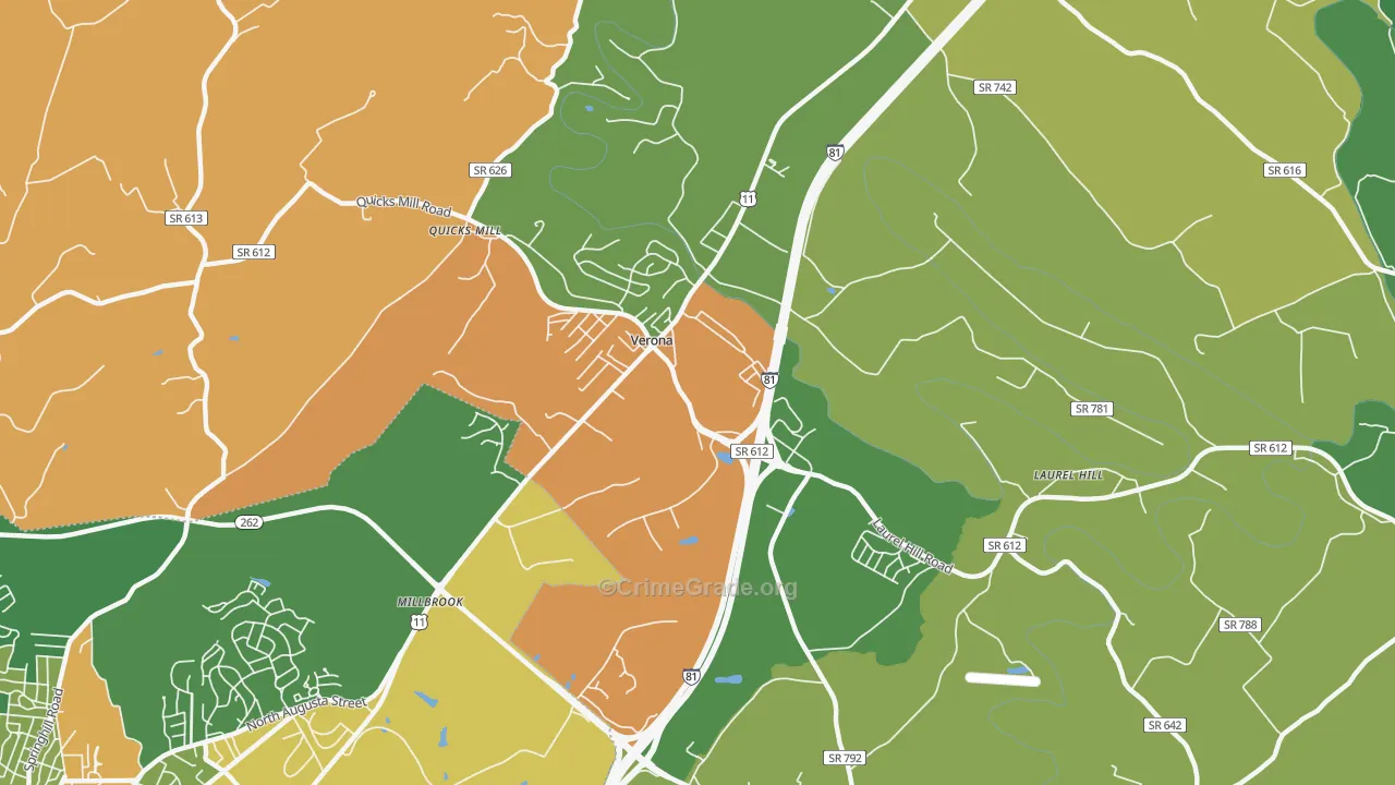 Verona, VA Map of Theft Rates