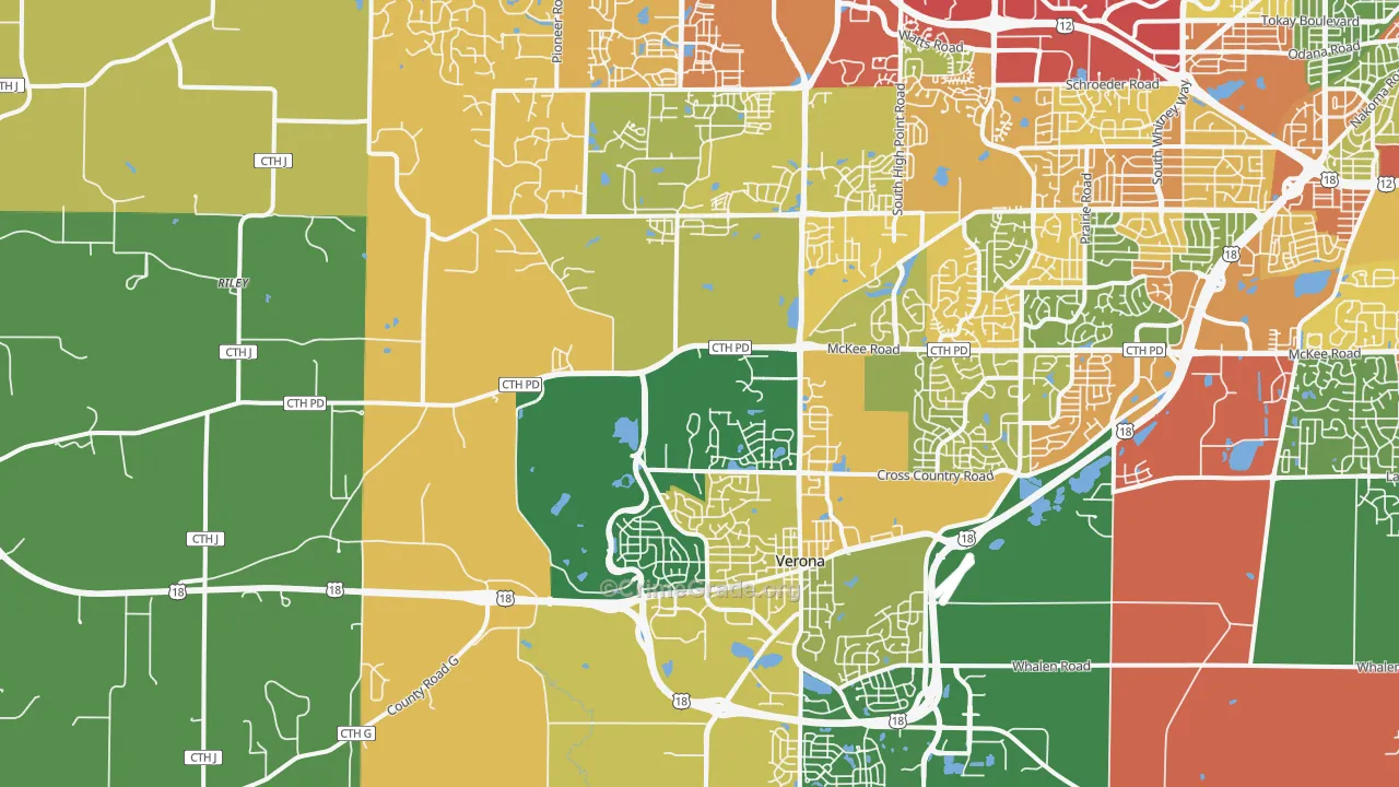 Verona, WI Map of Theft Rates
